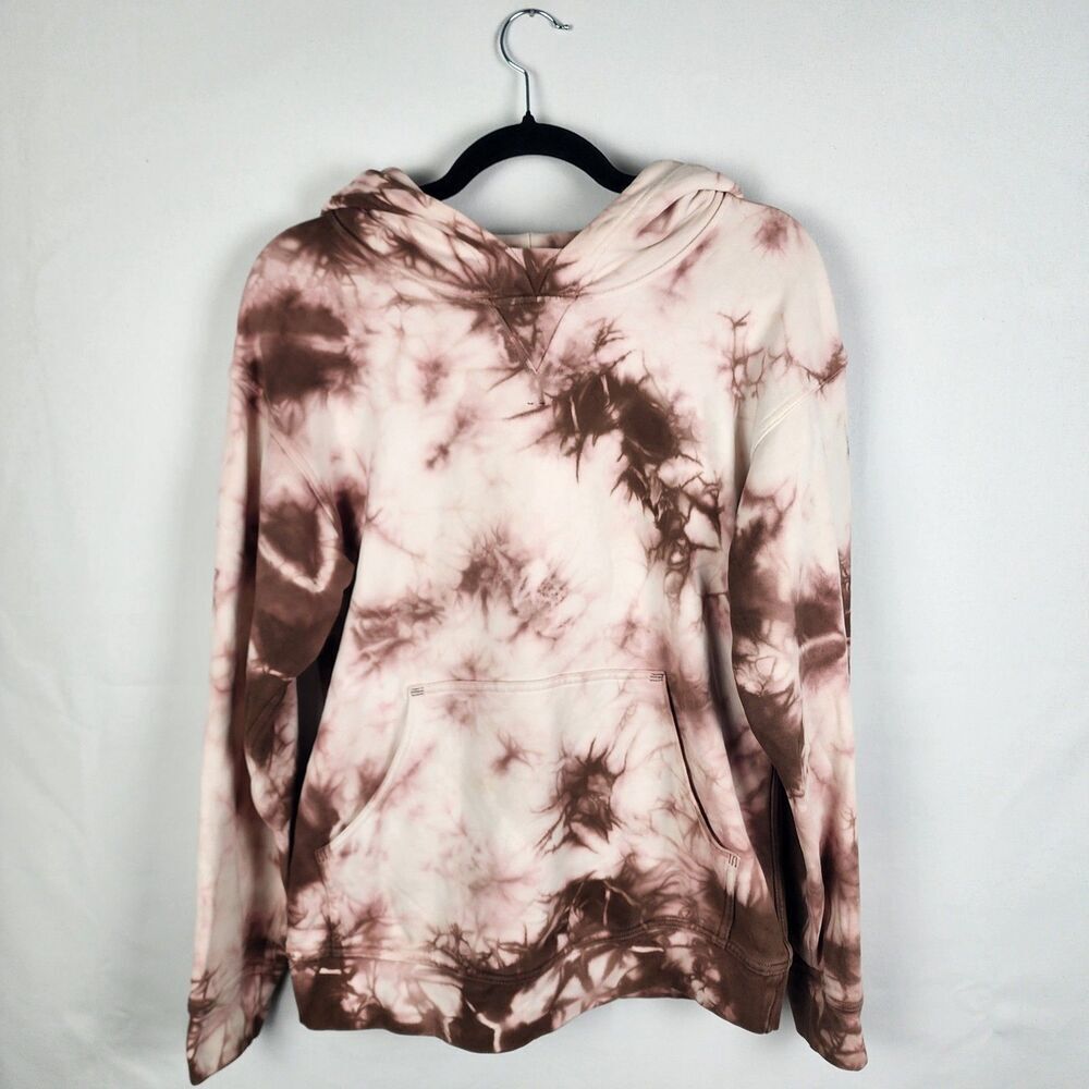 Lululemon All Yours Hoodie Brown Cream Tie Dye Cotton Pullover Size 6